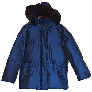 Lauren Ralph Lauren Jacket Womens Medium Down Puffer Faux Fur Hood Winter Coat